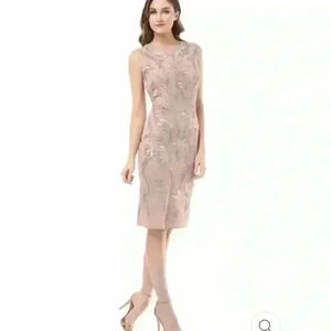 JS Collections Dori Embroidered Cap Sleeve Dress